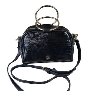 Carlos Santana Black Bracelet Satchel or Crossbody Bag Moc Croc Everyday Bag NEW
